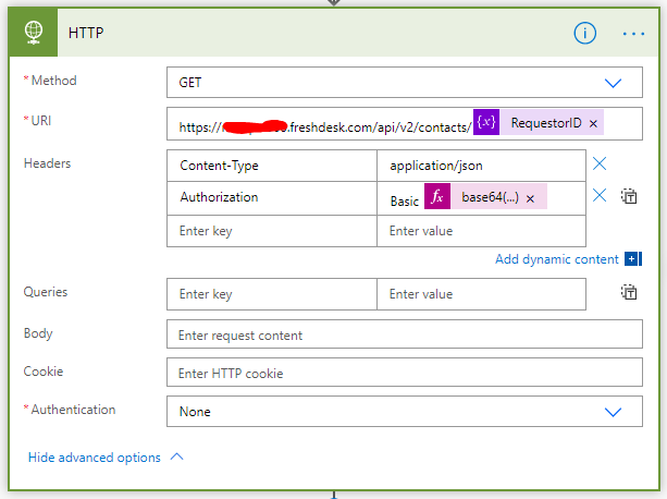 Power Automate HTTP API Authorization Product APIs Freshworks 